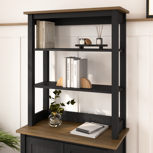 Shop Bush Furniture Mayfield Tall Hutch Organizer, Image 02, MAH131V2P-03, #color_vintage black/reclaimed pine