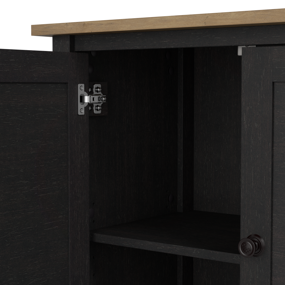 Shop Bush Furniture Mayfield 5 Shelf Bookcase with Doors, Image 04, MAY019V2P, #color_vintage black/reclaimed pine