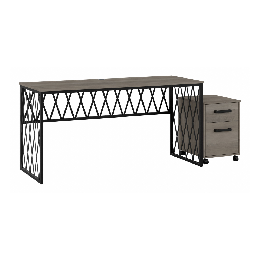 Shop Bush Furniture City Park 60W Industrial Writing Desk with Mobile File Cabinet, Image 01, CPK004DG, #color_driftwood gray