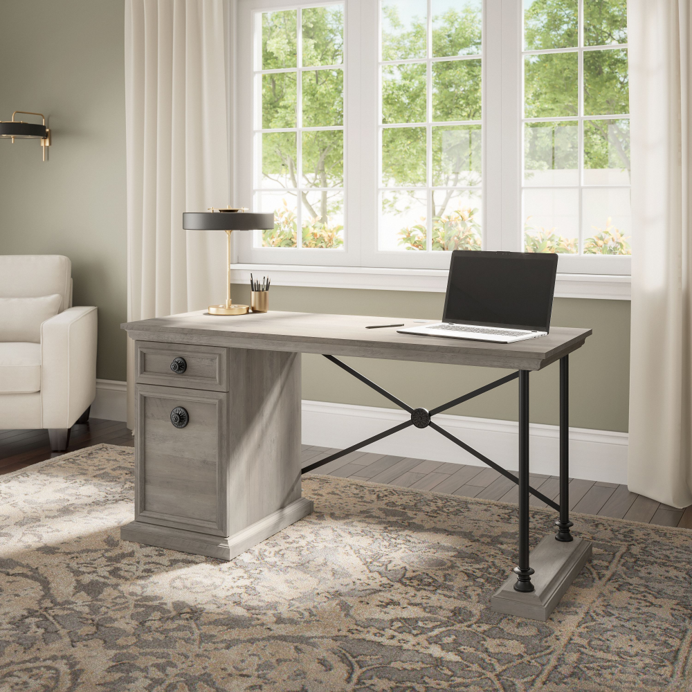 Shop Bush Furniture Coliseum 60W Designer Desk with Storage, Image 02, CSD160DG-03, #color_driftwood gray