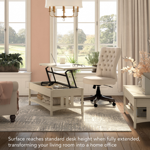 Shop Bush Furniture Salinas Lift Top Coffee Table Desk with Storage, Image 02, SAT348AW-03, #color_antique white