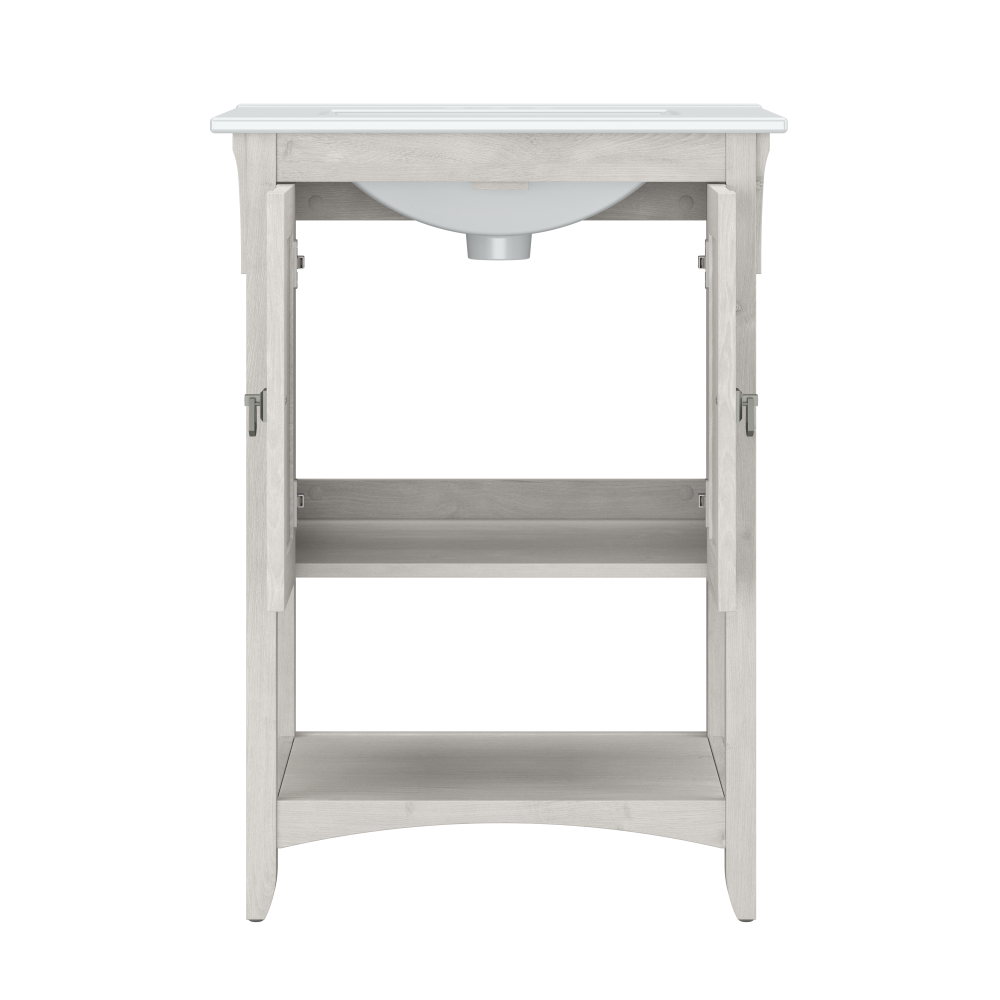 Shop Bush Furniture Salinas 24W Bathroom Vanity Sink and Medicine Cabinet with Mirror, Image 04, SAL018LW, #color_linen white oak