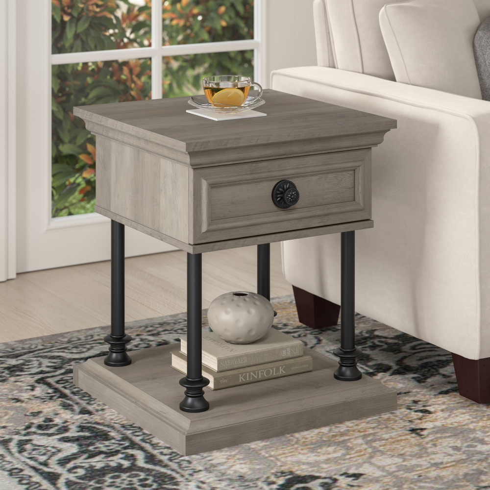 Shop Bush Furniture Coliseum Designer End Table with Storage, Image 02, CST120DG-03, #color_driftwood gray