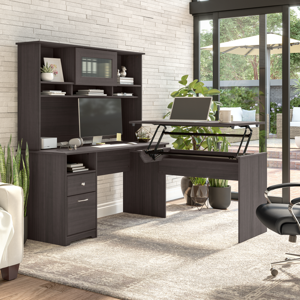 Shop Bush Furniture Cabot 60W Desk Hutch, Image 04, WC31731, #color_heather gray