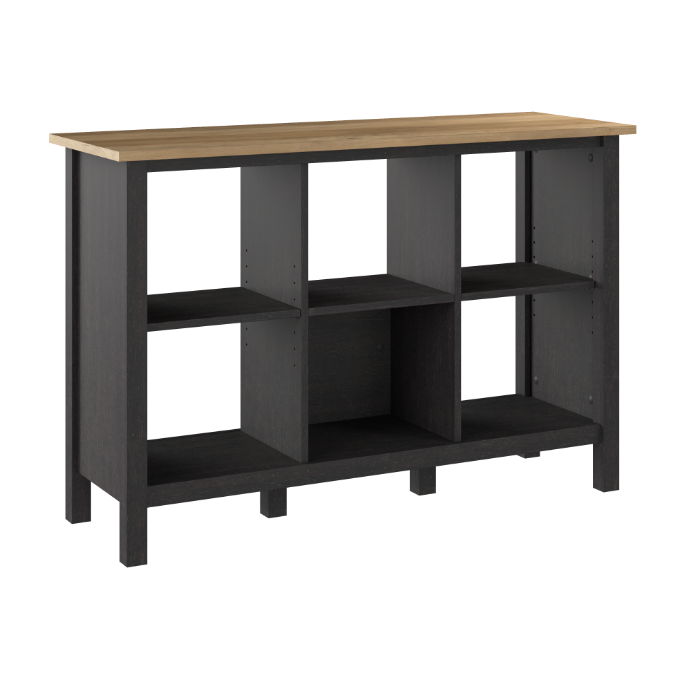 Shop Bush Furniture Mayfield 6 Cube Bookcase, Image 01, MAB145V2P-03, #color_vintage black/reclaimed pine