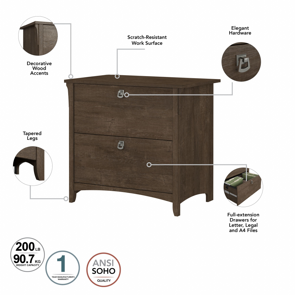 Shop Bush Furniture Salinas 2 Drawer Lateral File Cabinet, Image 08, SAF132ABR-03, #color_ash brown
