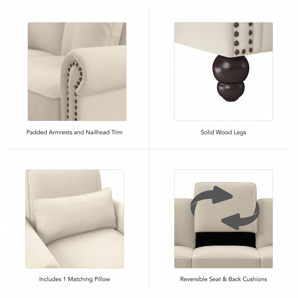 Shop Bush Furniture Coventry Accent Chair with Arms, Image 08, CVK36BCRH-03, #color_cream herringbone fabric