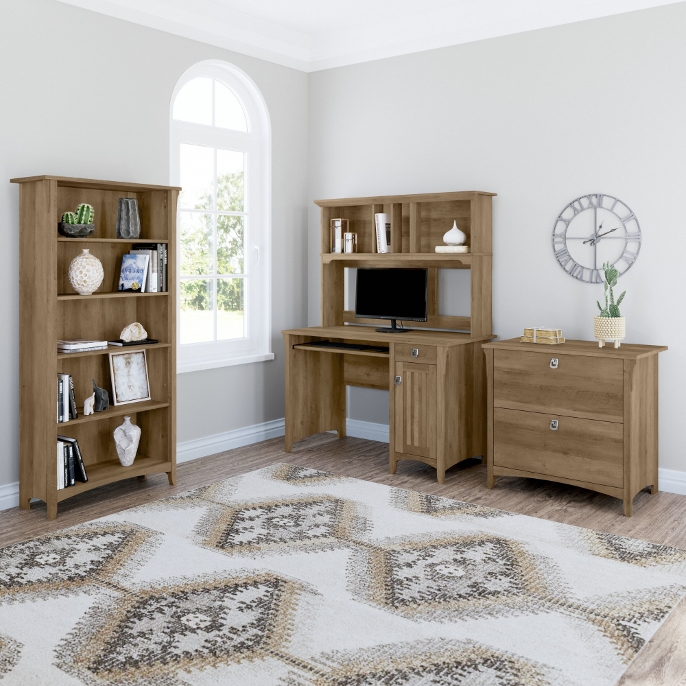 Shop Bush Furniture Salinas Mission Desk with Hutch, Lateral File Cabinet and 5 Shelf Bookcase, Image 02, SAL002RCP, #color_reclaimed pine