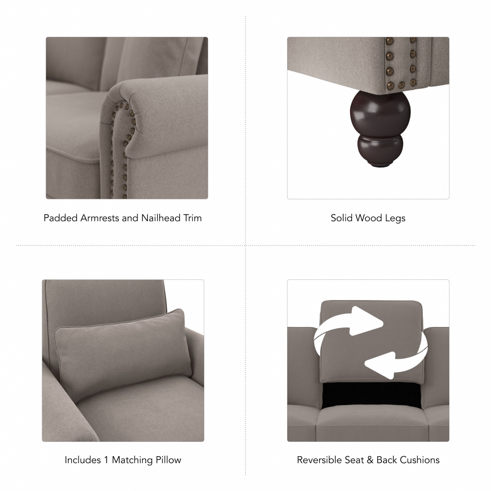 Shop Bush Furniture Coventry Accent Chair with Arms, Image 08, CVK36BBGH-03, #color_beige herringbone fabric