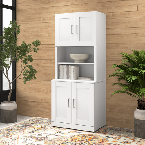 Shop Bush Business Furniture Hampton Heights 30W Storage Cabinet with Doors and Hutch, Image 02, HHD010WH, #color_white