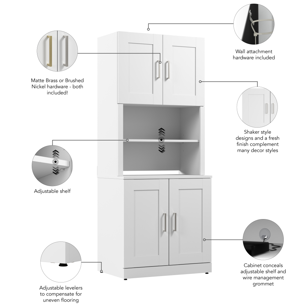 Shop Bush Business Furniture Hampton Heights 30W Storage Cabinet with Doors and Hutch, Image 06, HHD010WH, #color_white