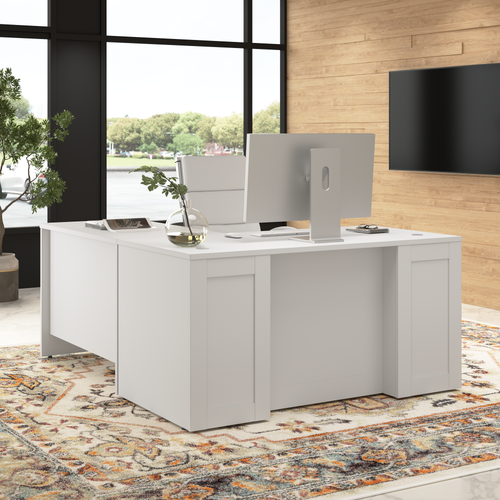 Shop Bush Business Furniture Hampton Heights 60W x 30D Executive L-Shaped Desk, Image 02, HHD022WH, #color_white