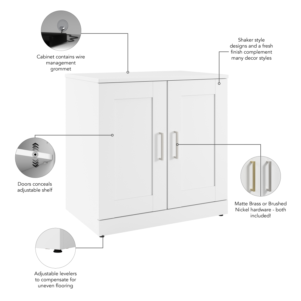 Shop Bush Business Furniture Hampton Heights 30W Storage Cabinet with Doors, Image 09, HHS130WH, #color_white