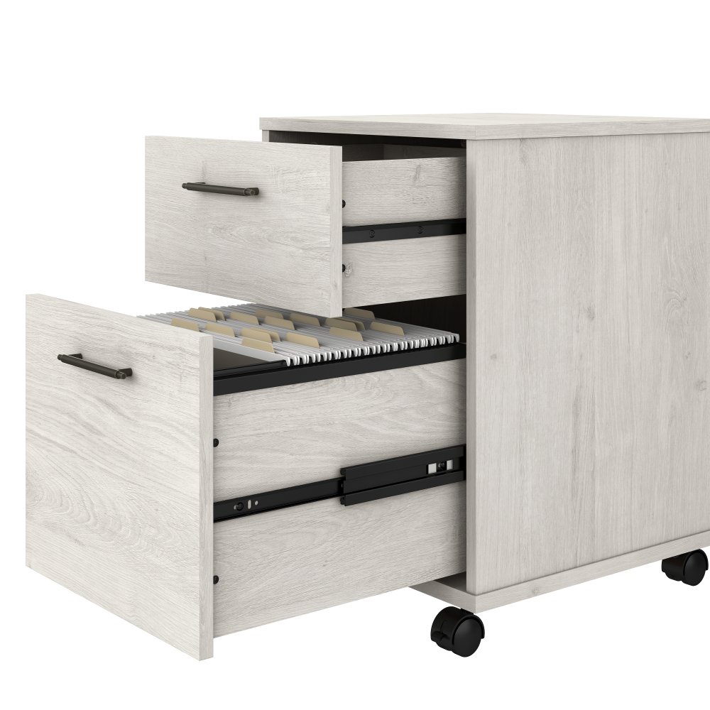 Shop Bush Furniture Key West 60W L Shaped Desk with 2 Drawer Mobile File Cabinet, Image 03, KWS013LW, #color_linen white oak