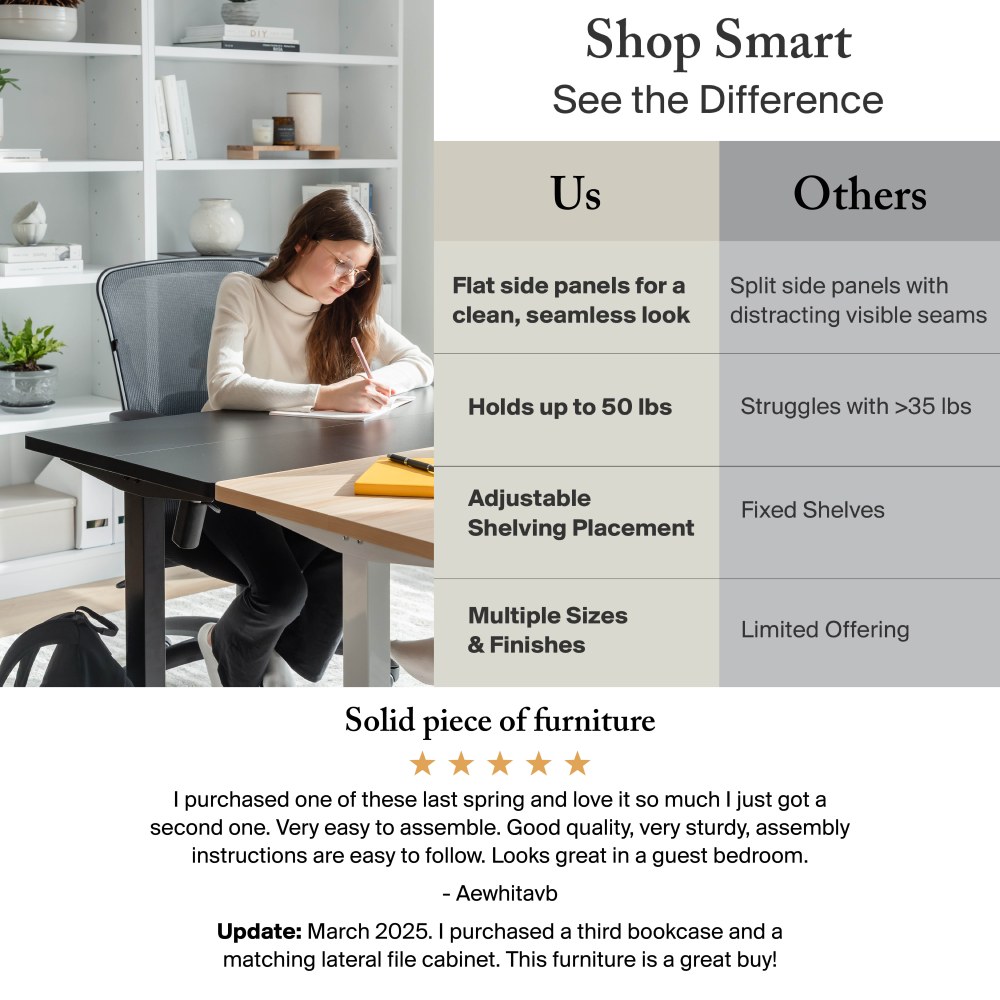 Shop Bush Furniture Somerset Tall 5 Shelf Bookcase, Image 06, WC81065, #color_storm gray/white