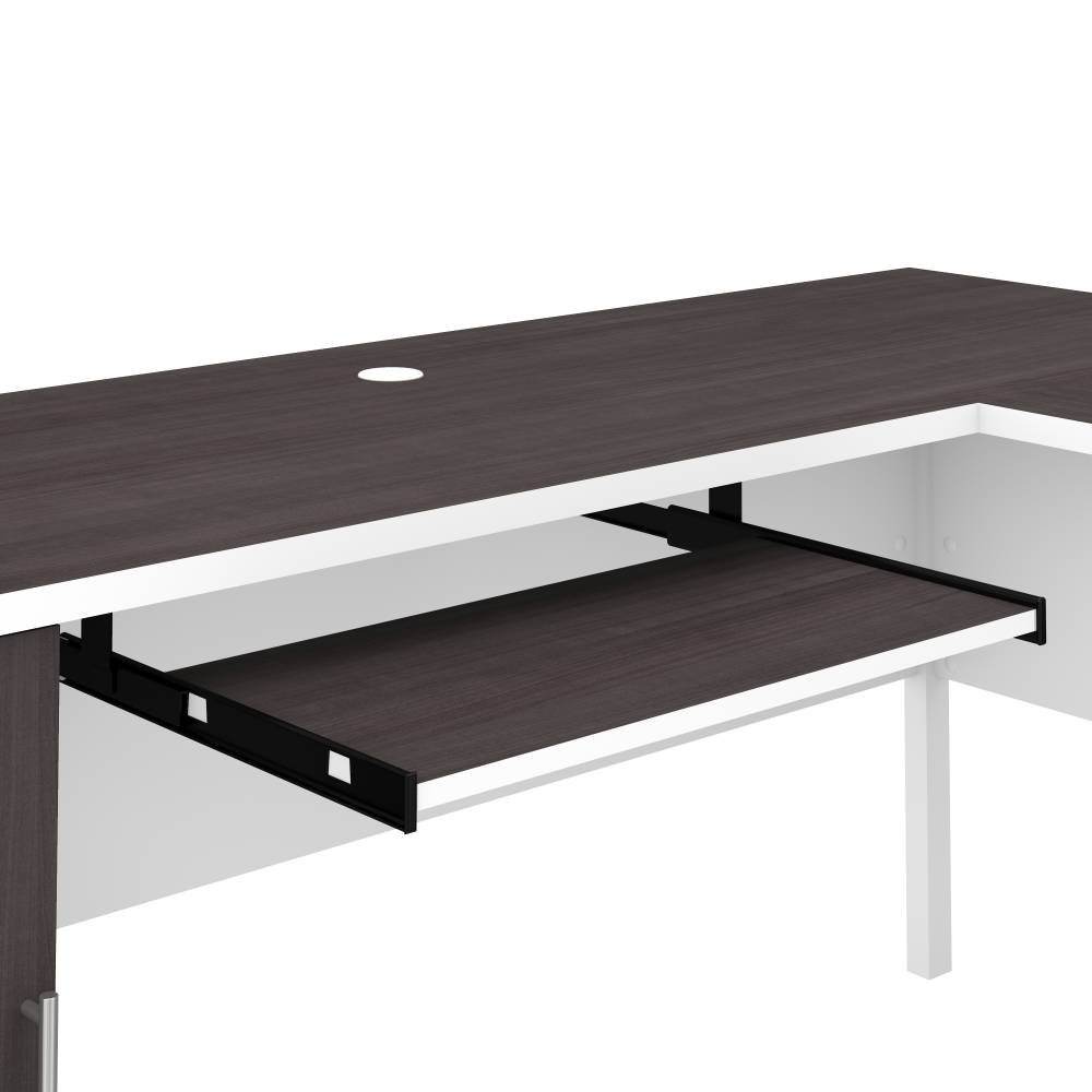 Shop Bush Furniture Somerset 60W L Shaped Desk with Hutch and Lateral File Cabinet, Image 03, SET008SGWH, #color_storm gray/white