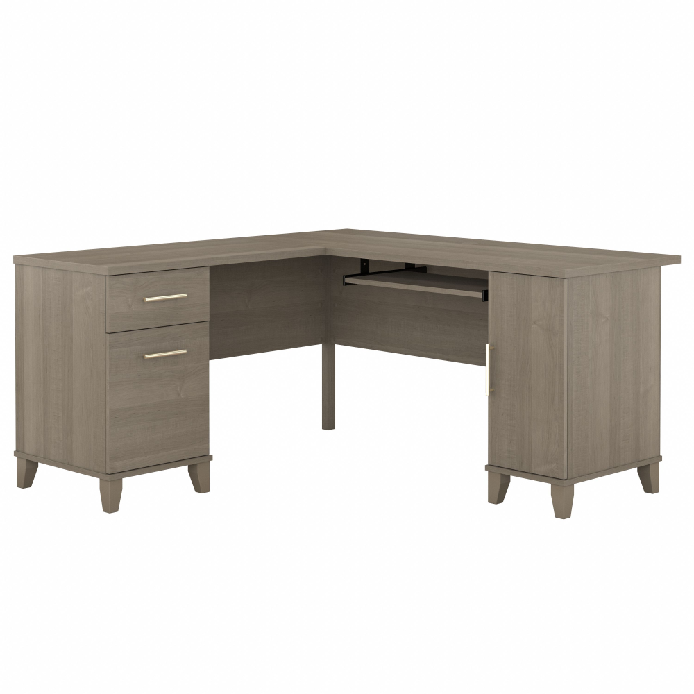 Shop Bush Furniture Somerset 60W L Shaped Desk with Storage, Image 02, WC81630K, #color_ash gray