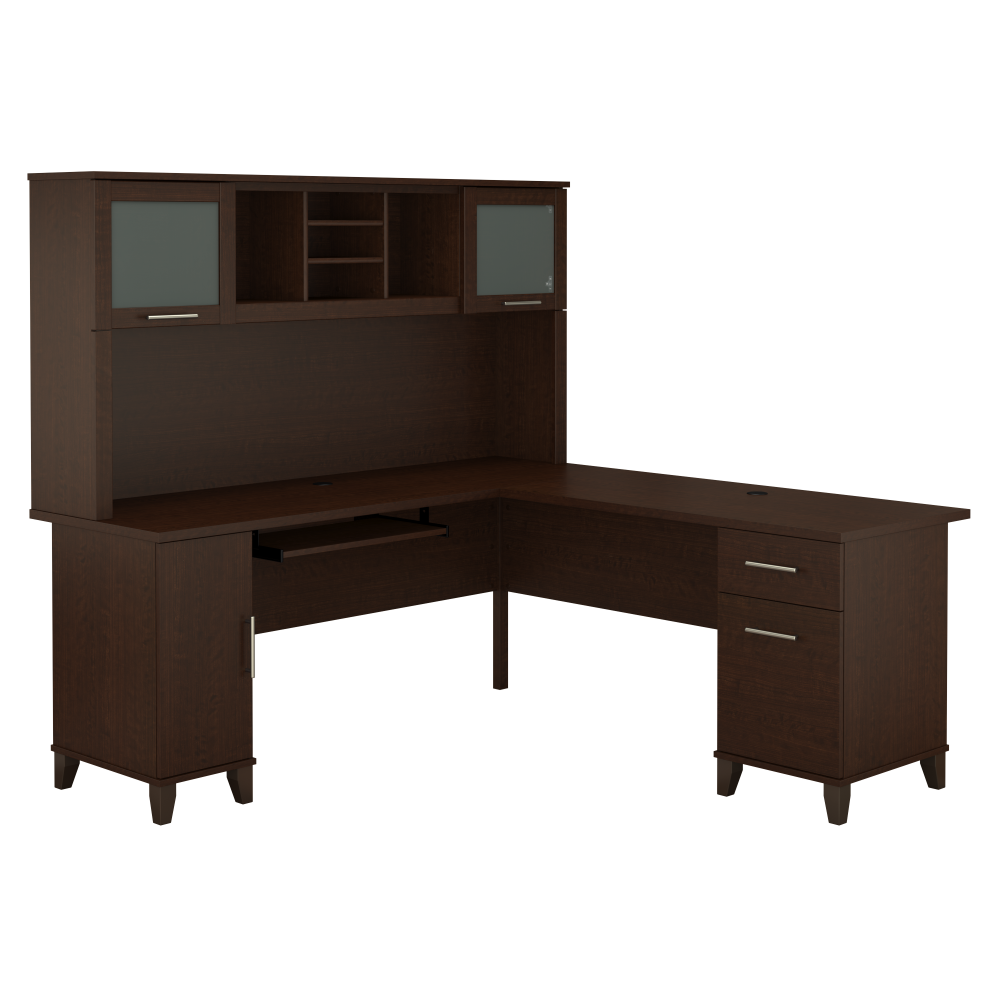 Shop Bush Furniture Somerset 72W L Shaped Desk with Hutch, Image 02, SET001MR, #color_mocha cherry