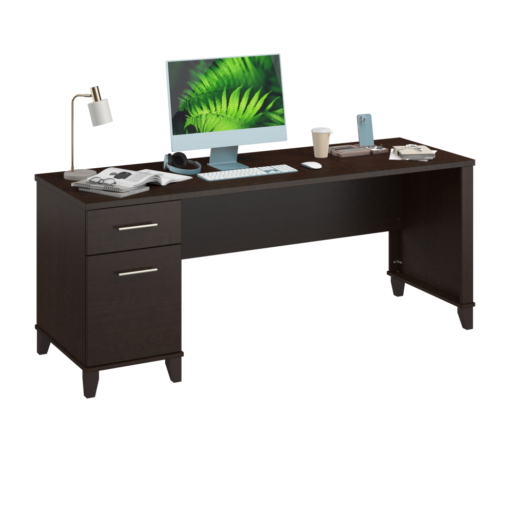 Shop Bush Furniture Somerset 72W Office Desk with Drawers, Image 02, WC81872, #color_mocha cherry