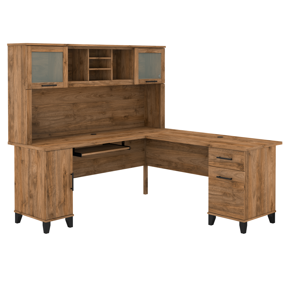 Shop Bush Furniture Somerset 72W L Shaped Desk with Hutch, Image 02, SET001FW, #color_fresh walnut