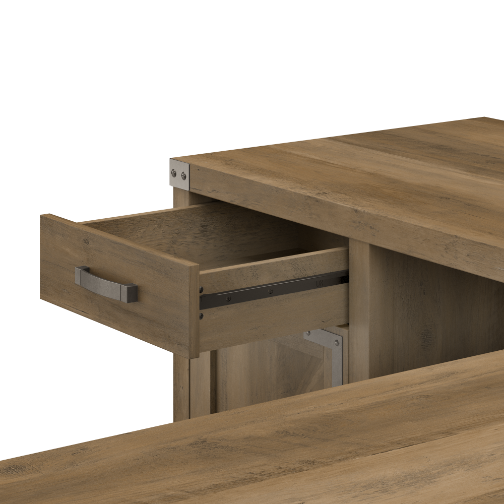 Shop Bush Furniture Knoxville 60W L Shaped Desk with Lateral File Cabinet and 5 Shelf Bookcase, Image 05, CGR005RCP, #color_reclaimed pine