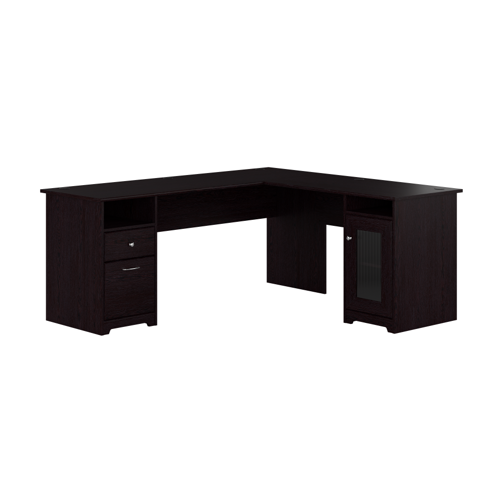 Shop Bush Furniture Cabot 72W L Shaped Computer Desk with Storage, Image 02, CAB072EPO, #color_espresso oak