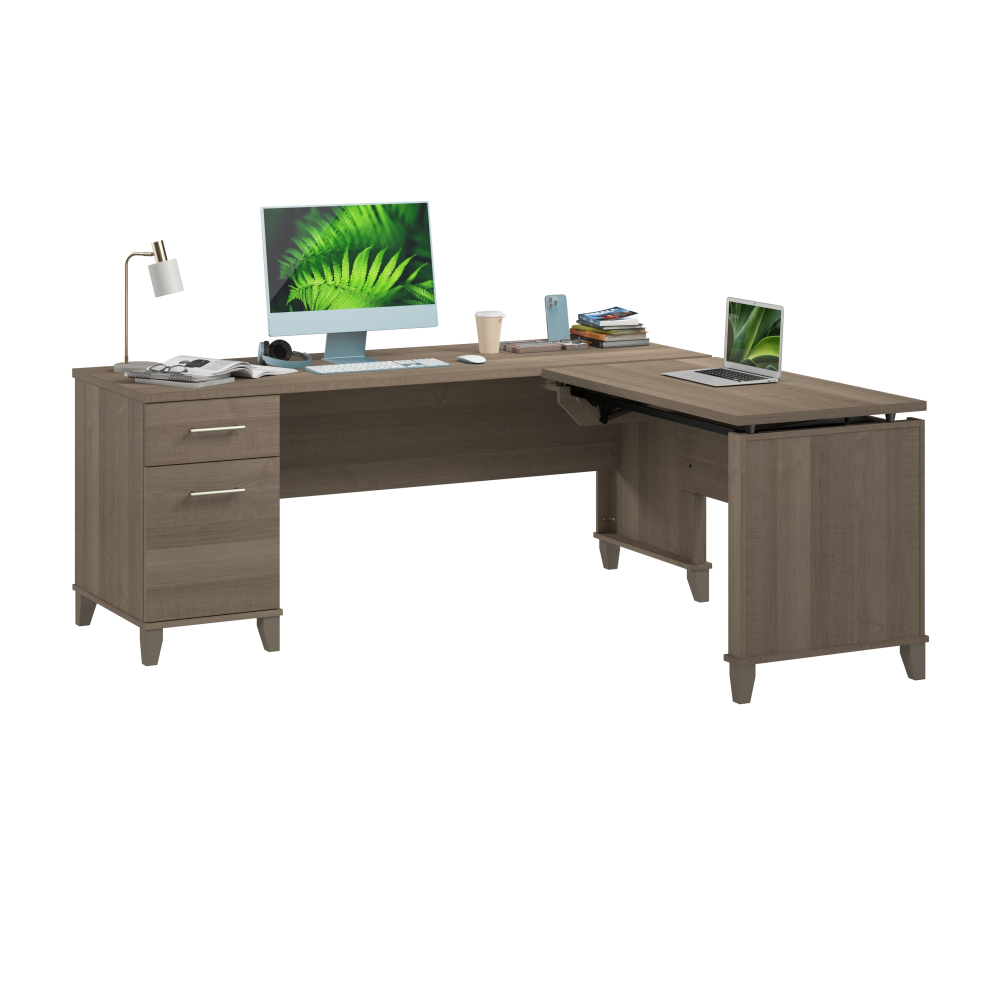 Shop Bush Furniture Somerset 72W 3 Position Sit to Stand L Shaped Desk, Image 02, SET014AG, #color_ash gray