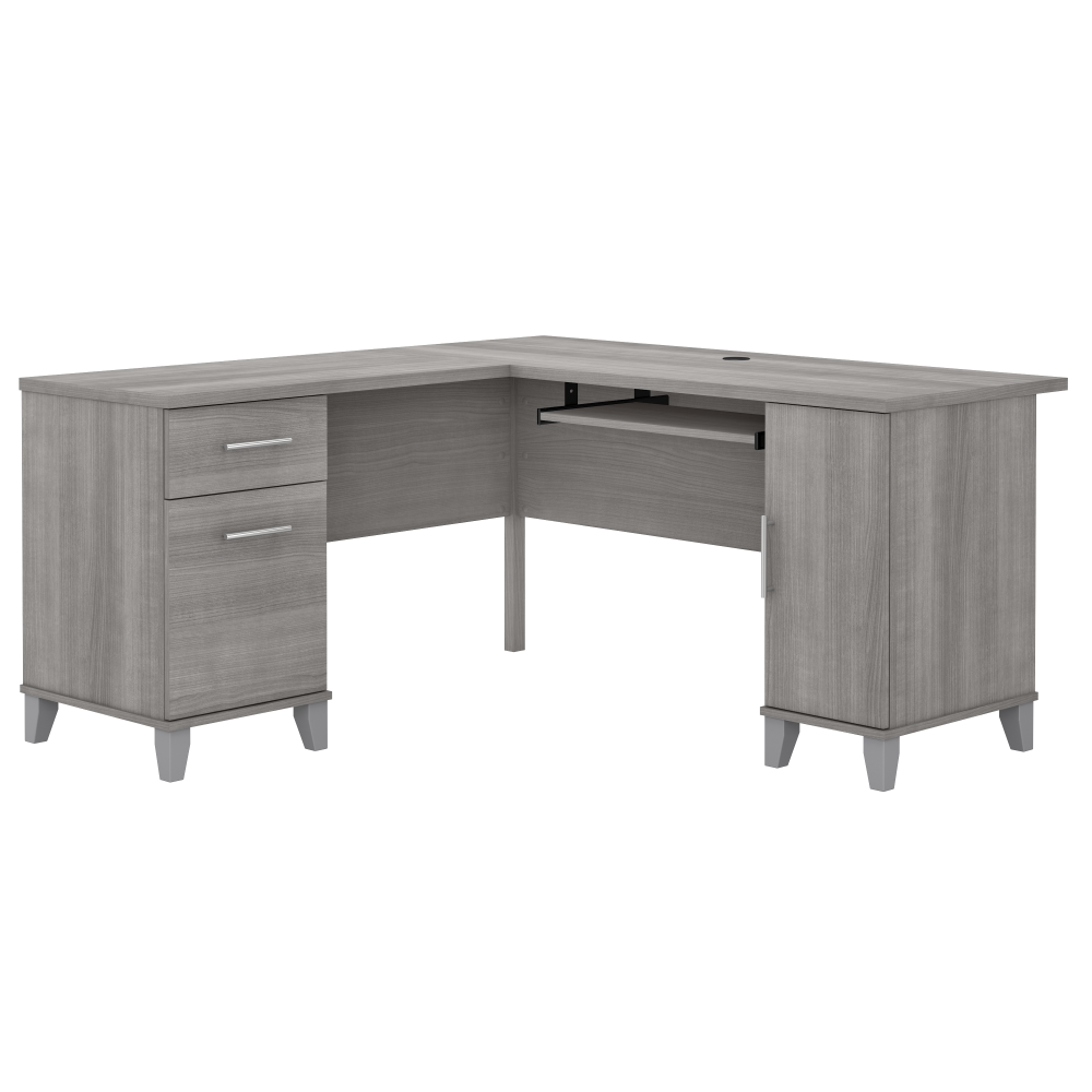 Shop Bush Furniture Somerset 60W L Shaped Desk with Storage, Image 02, WC81230K, #color_platinum gray