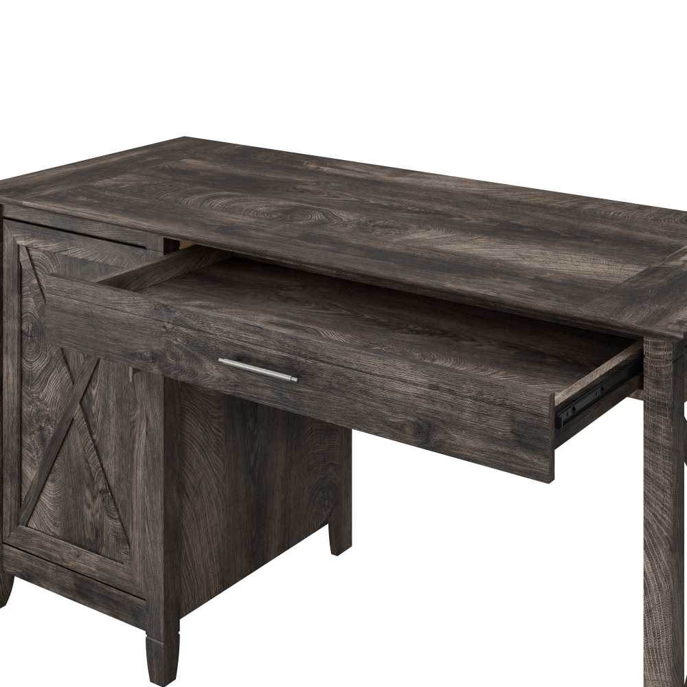 Shop Bush Furniture Key West 54W Computer Desk with Storage and Mid Back Tufted Office Chair, Image 03, KWS020GH, #color_dark gray hickory