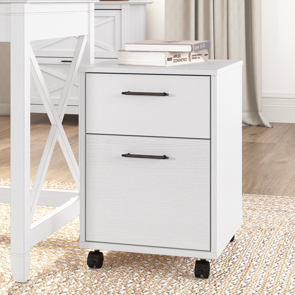 Shop Bush Furniture Key West 2 Drawer Mobile File Cabinet, Image 01, KWF116WT-03, #color_pure white oak