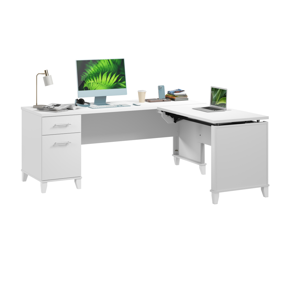 Shop Bush Furniture Somerset 72W 3 Position Sit to Stand L Shaped Desk, Image 02, SET014WH, #color_white