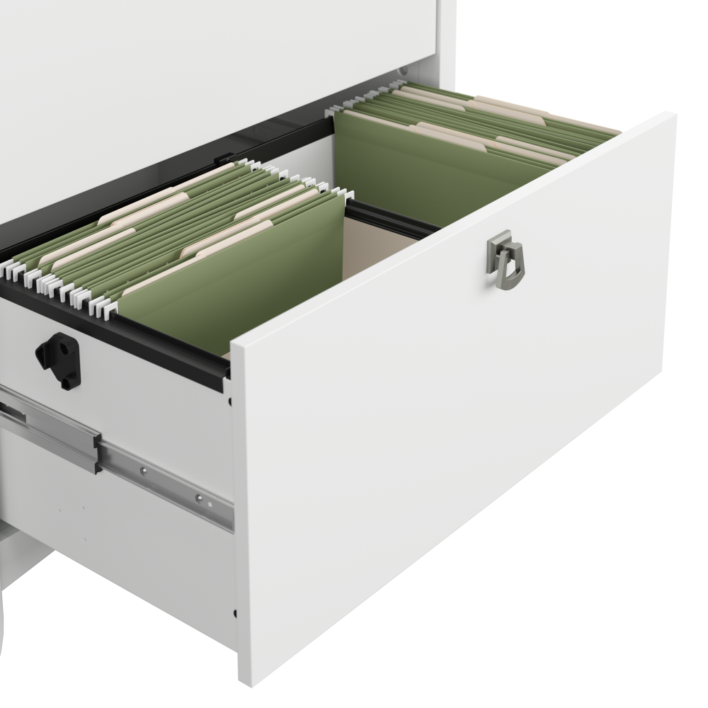 Shop Bush Furniture Salinas Mission Desk with Hutch, Lateral File Cabinet and 5 Shelf Bookcase, Image 05, SAL002G2W, #color_shiplap gray/pure white