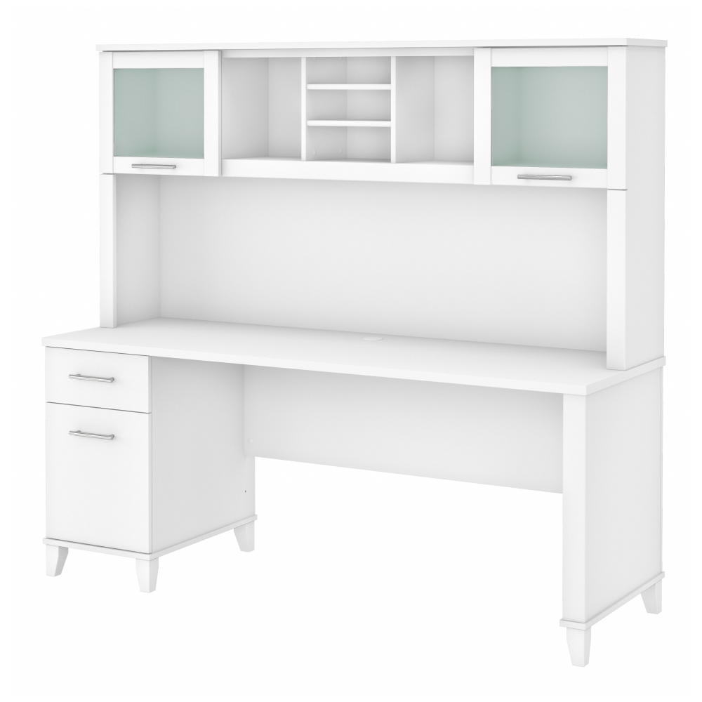 Shop Bush Furniture Somerset 72W Office Desk with Drawers and Hutch, Image 02, SET018WH, #color_white
