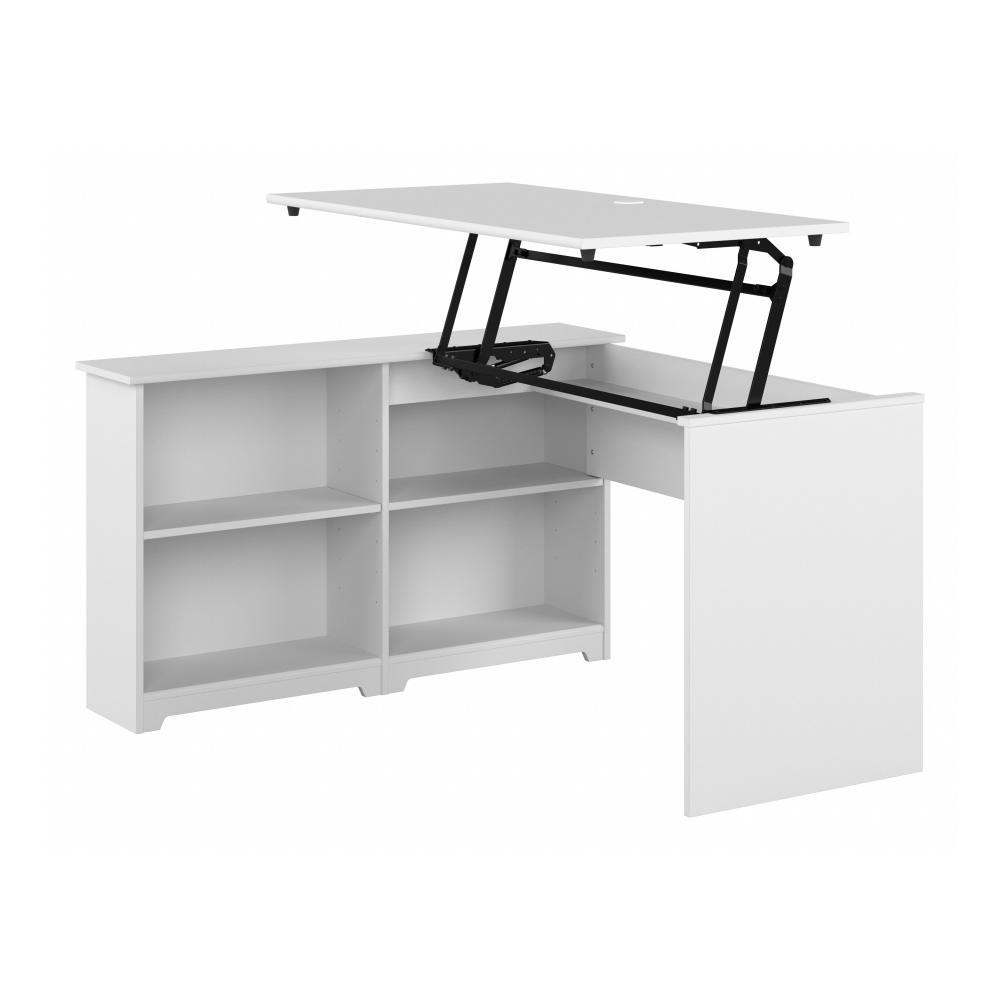 Shop Bush Furniture Cabot 52W 3 Position Sit to Stand Corner Desk with Shelves, Image 02, WC31916, #color_white