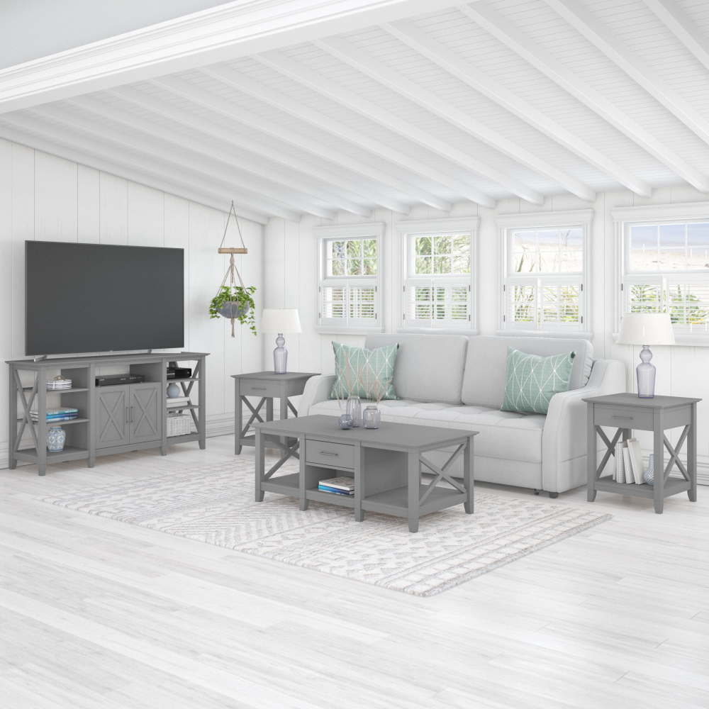 Key West Tall TV Stand with Coffee Table and Set of 2 End Tables - Thumbnail 4