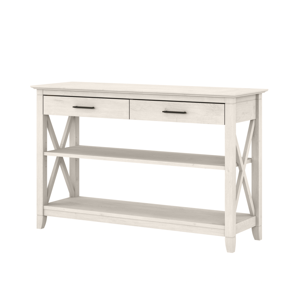 Shop Bush Furniture Key West Console Table with Drawers and Shelves, Image 02, KWT248LW-03, #color_linen white oak