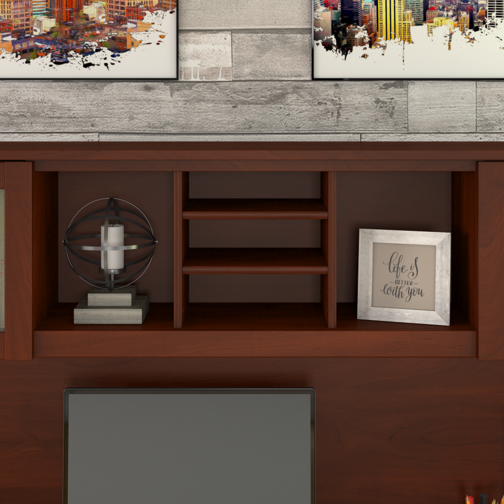 Shop Bush Furniture Somerset 72W Office Desk with Hutch and 5 Shelf Bookcase, Image 04, SET020HC, #color_hansen cherry