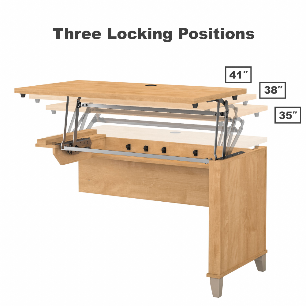 Shop Bush Furniture Somerset 72W 3 Position Sit to Stand L Shaped Desk with Hutch, Image 07, SET015MC, #color_maple cross