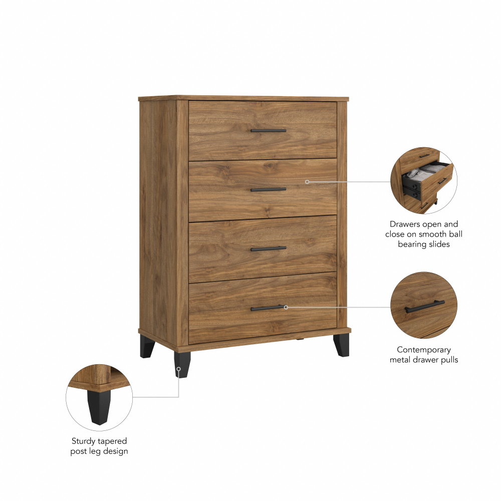 Shop Bush Furniture Somerset Chest of Drawers, Image 07, STS132FW, #color_fresh walnut