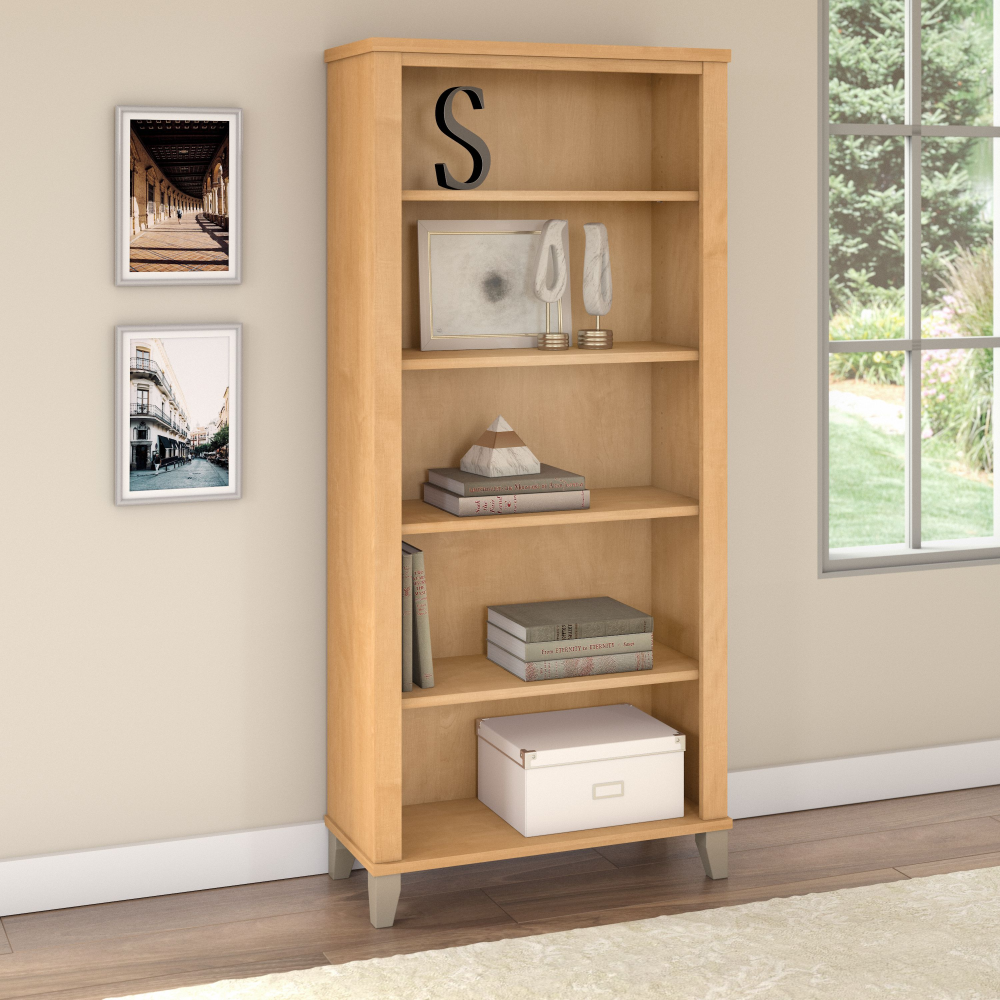 Shop Bush Furniture Somerset Tall 5 Shelf Bookcase, Image 01, WC81465, #color_maple cross