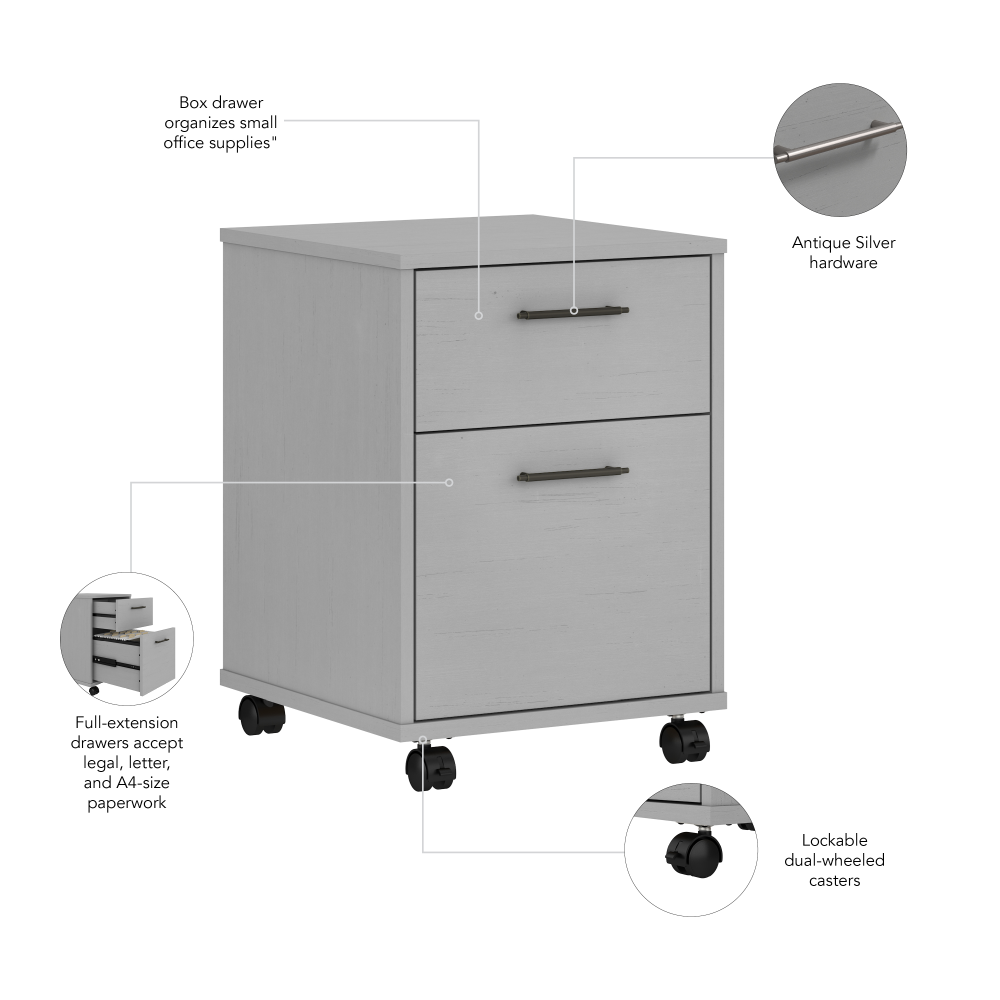Shop Bush Furniture Key West 2 Drawer Mobile File Cabinet, Image 06, KWF116CG-03, #color_cape cod gray