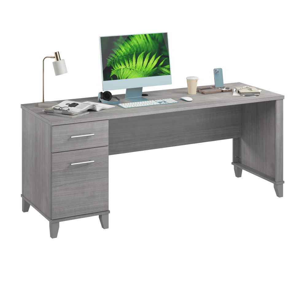 Shop Bush Furniture Somerset 72W Office Desk with Drawers, Image 02, WC81272, #color_platinum gray
