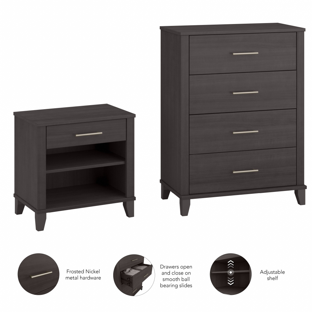 Shop Bush Furniture Somerset Chest of Drawers and Nightstand Set, Image 06, SET034SG, #color_storm gray