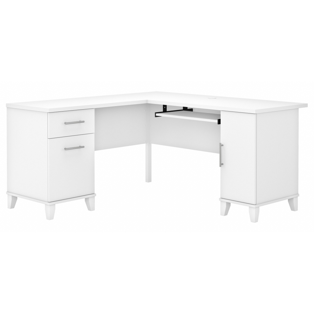 Shop Bush Furniture Somerset 60W L Shaped Desk with Storage, Image 02, WC81930K, #color_white