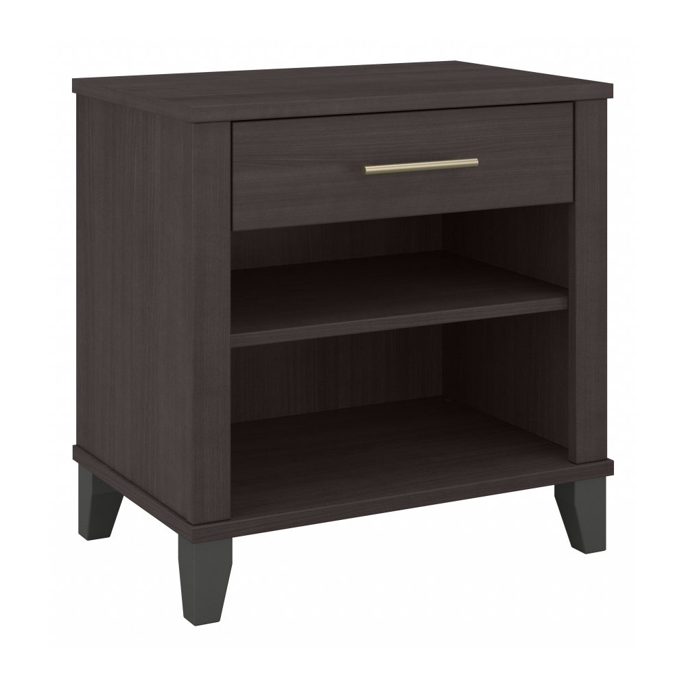 Shop Bush Furniture Somerset Nightstand with Drawer and Shelves, Image 02, STS119SG, #color_storm gray