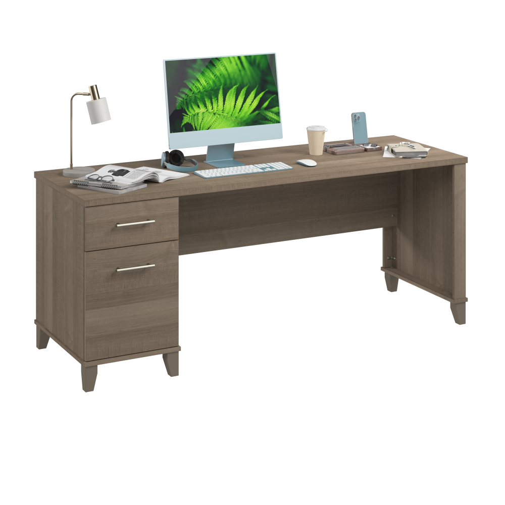 Shop Bush Furniture Somerset 72W Office Desk with Drawers, Image 02, WC81672, #color_ash gray