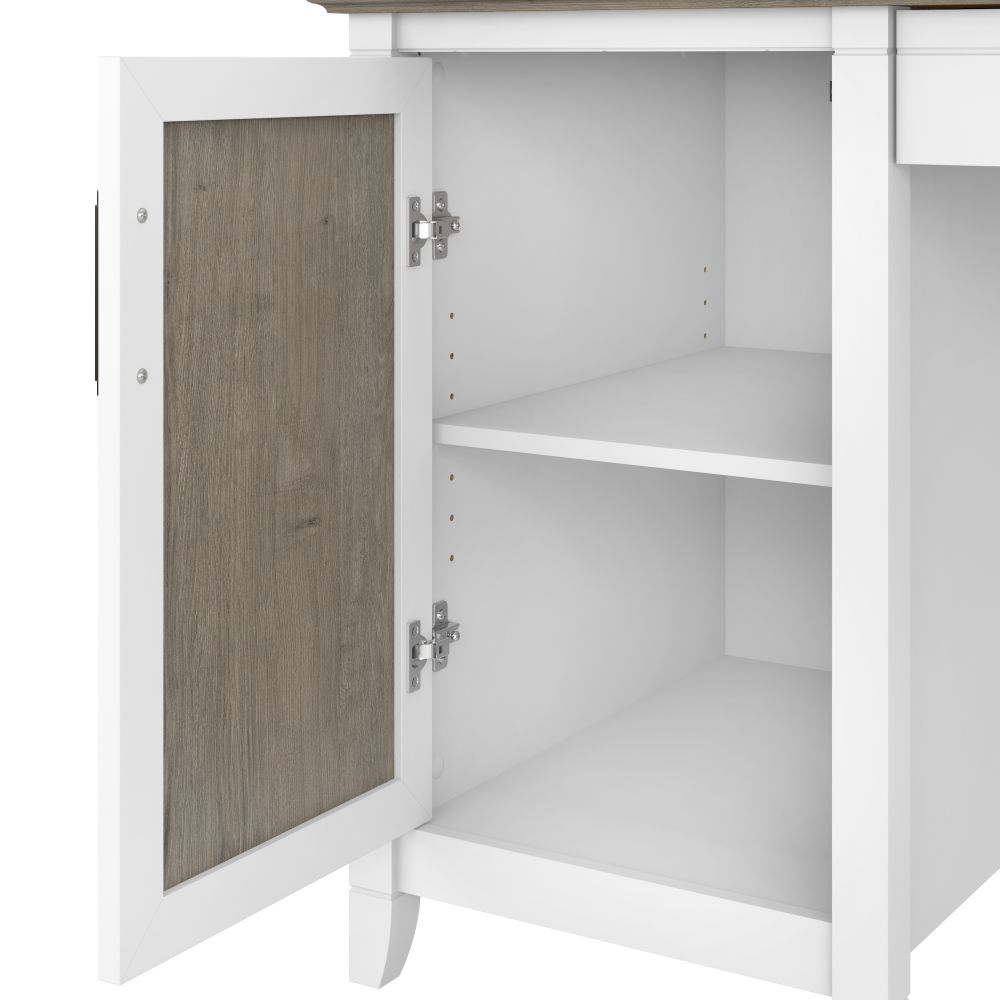 Shop Bush Furniture Key West 54W Computer Desk with Storage and Mid Back Tufted Office Chair, Image 04, KWS020G2W, #color_shiplap gray/pure white