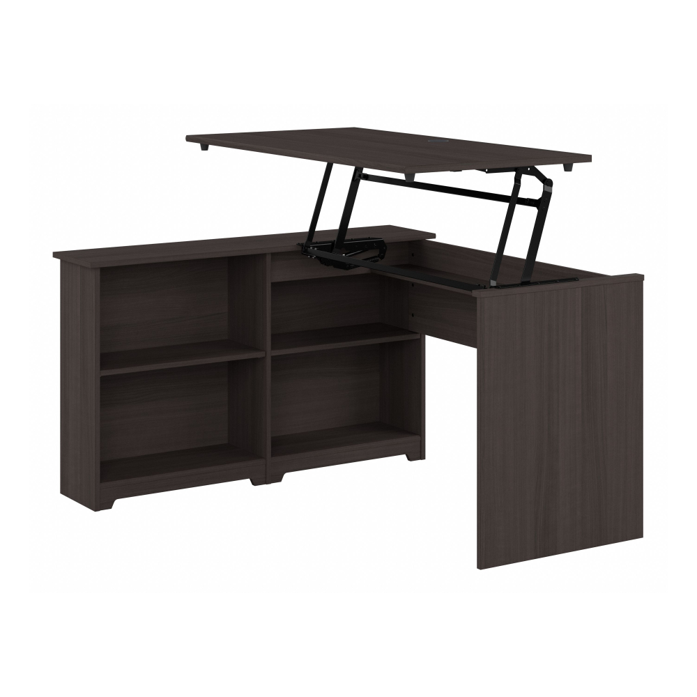 Shop Bush Furniture Cabot 52W 3 Position Sit to Stand Corner Desk with Shelves, Image 02, WC31716, #color_heather gray