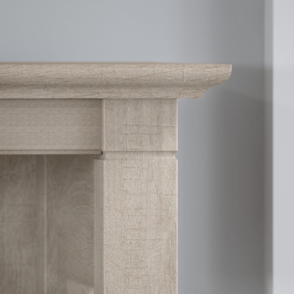 Shop Bush Furniture Key West 60W L Shaped Desk with 2 Drawer Mobile File Cabinet and 5 Shelf Bookcase, Image 05, KWS016WG, #color_washed gray