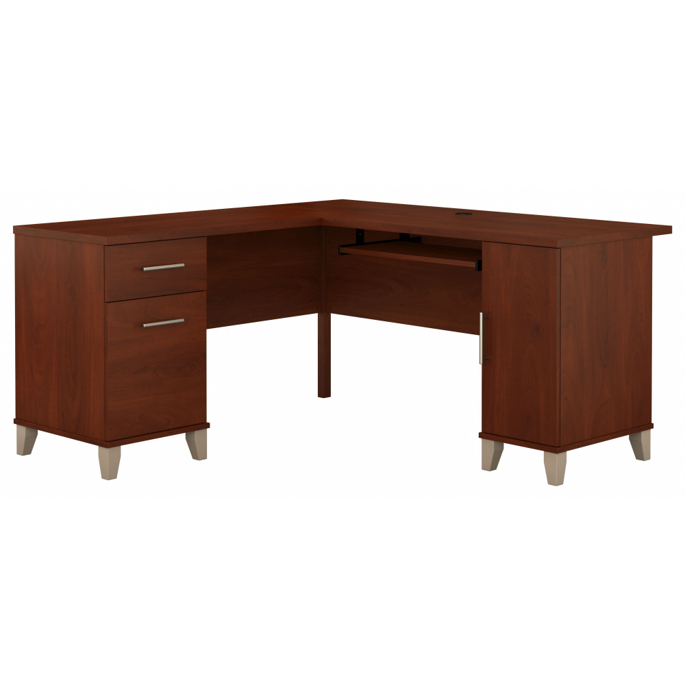 Shop Bush Furniture Somerset 60W L Shaped Desk with Storage, Image 02, WC81730K, #color_hansen cherry